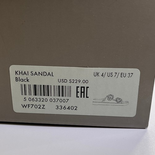 AllSaints Khai Sandal Size 7 Black Suede Double Strap Eyelet Chunky Slide - Picture 18 of 18