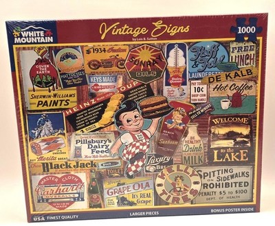 White Mountain Vintage Signs Jigsaw Puzzle NEW Unopened no. 1189 Bonus Poster