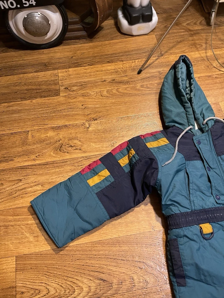 90s Kids M Ski Suit Snowsuit Vintage VTG Color Block Boys/Girls - Image 4 of 4