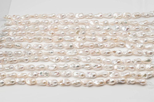 15-18mm x 22-30mm Baroque Pearl in Full Strand, Large White Freshwater Pearl fo - Picture 14 of 14