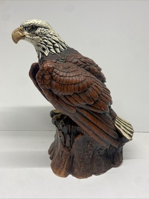 Vintage Hand Made Bald Eagle Wax Sculpture 9'' Tall 5'' Wide 7'' Deep
