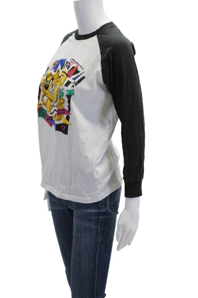 Desigual Girls Long Sleeves Crewneck Graphic T-Shirt White Black Size 13/14 - Image 2 of 4