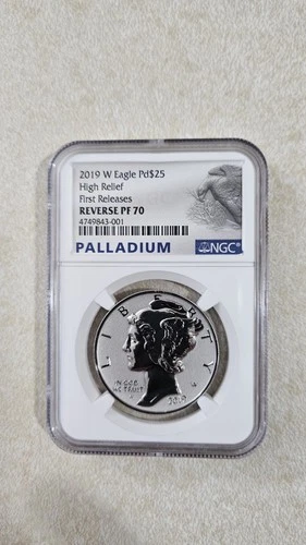 2019 W Eagle pd$25 High Relief FR Reverse PF70 Palladium Coin