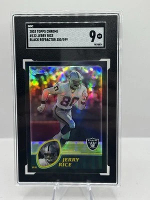 Jerry Rice Black Refractor 350/599 SGC 9 2003 Topps Chrome #122 Oakland Raiders