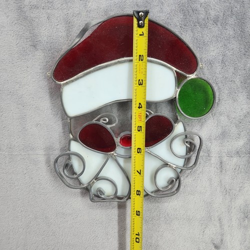 3 weihnachtliche Buntglas Fensterbehänge Weihnachtsmann mit Makel, Schlitten und Glocken - Bild 5 von 12