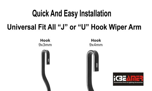 19"+20" Combo ALL SEASON U or J Hook BRACKETLESS WINDSHIELD WIPER BLADES G222 - Picture 4 of 7