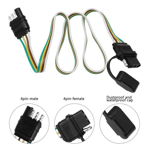 Trailer Light Wiring Harness Kit,4 Wires 4-Way Plug 4 pin Flat Wire Extension... - Picture 2 of 7