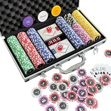 Poker Chips Set 300pcs 11.5g Casino Chips with Denominations, Dice, Decks, Al...