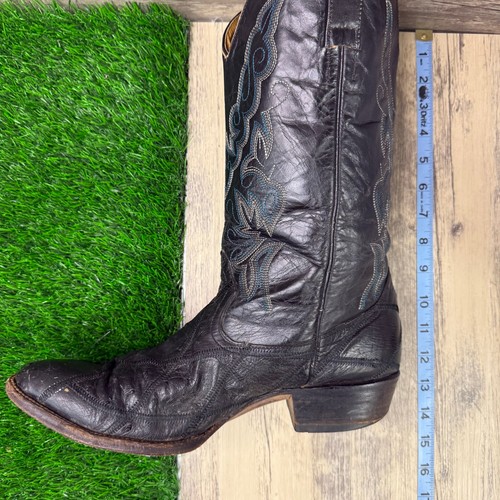 Botas ORC Men - Size 11.5D - Black Ostrich Patchwork Cowboy Boots - Picture 11 of 12