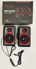 RECCAZR SP2040 2.0 Stereo Surround Sound USB-Powered Multimedia Speakers NEW