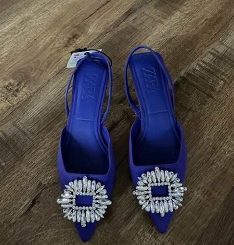 Sandali Zara Strass Blu Slingback Tacchi Muli Gioiello Brillante Blogger favore - Foto 19 di 24
