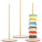 3 Pcs Party Donut Stand Buffet Display Reusable Rustic Stick Holder Standwooden