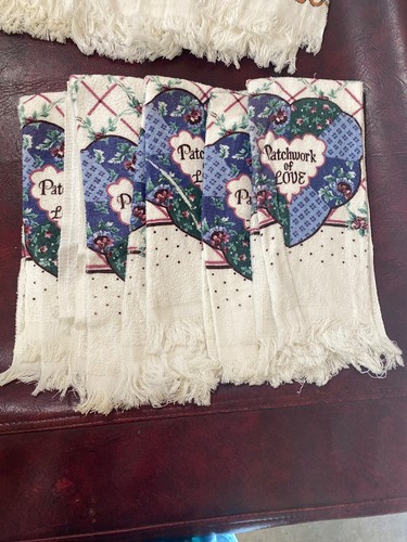 Vintage Franco Kitchen Dish Hand Towels Set 4 Patchwork of Love, Made in USA - Picture 6 of 8