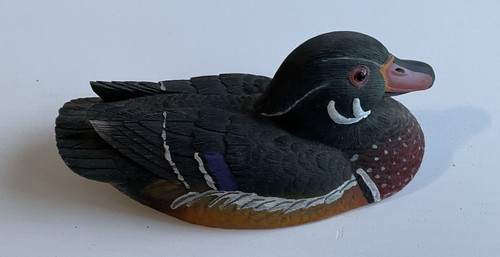 Wood Duck Decoy Wooden Model Hand Carved Painted Set Of 3 Wood & 1 Sm Ceramic - Picture 18 of 22