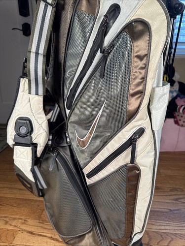 Nike Golf Carry Bag 14-Way Divider Brown/Green/Silver Lots of Pockets - Picture 4 of 23