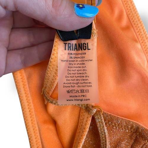 Triangl Orange Sparkly Mica Bikini Cheekiest Bottoms Size Medium Beach Vacation - Picture 10 of 10