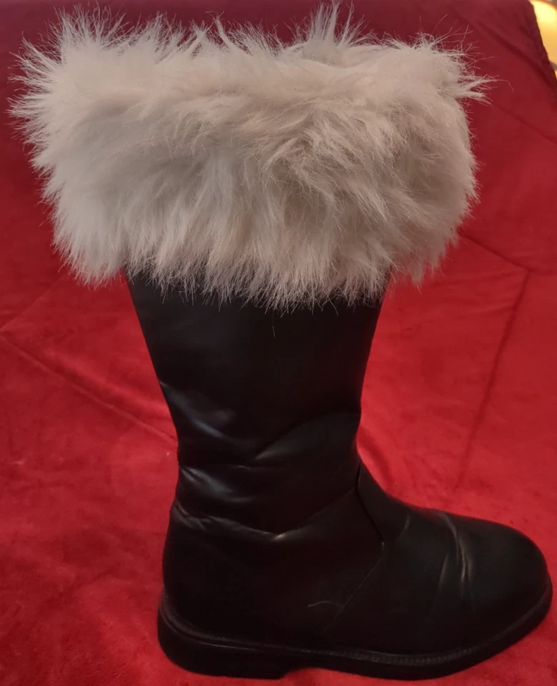 Botas de Papá Noel para Hombres 12 Disfraz de Navidad Suela de Goma Cremallera Piel 16"H Funtasma Foto 3 de 4