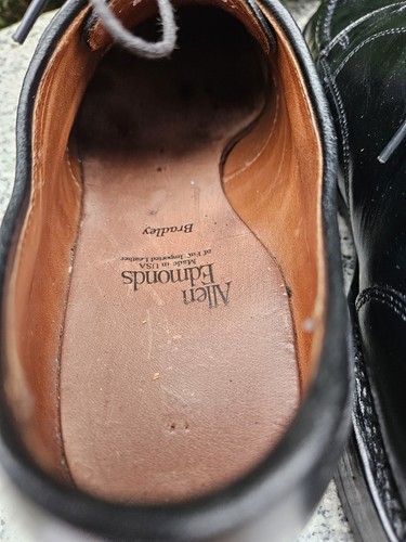 Allen Edmonds BRADLEY  Black Leather Plain Toe Oxford Dress Shoes Size : 8.5E - Picture 12 of 19