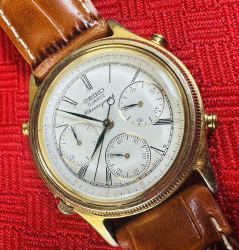 Seiko 7A28-6010 Quartz Chronograph Vtg Japan Watch Roman Dial Working Made 1983 - Picture 4 of 10