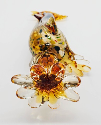 Scultura Gallo in Vetro di Murano Arte Confetti Ambra +12” Alto Sommerso MCM - Foto 22 di 23