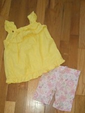 Yellow Ruffle Tank Top and Floral Shorts Set girl 4
