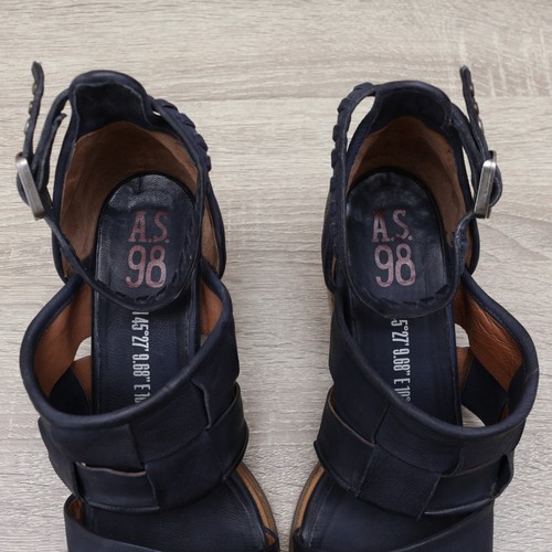 A.S.98 Moraine Women's Blue Leather Block Heel Sandals EU 39, US 8.5-9, UK 6 - Picture 4 of 13