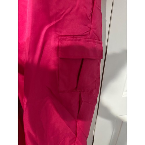 Hot Pink Full-Body Coverall With Black Zipper Elastic Cuffs & Pockets For Work O - Picture 5 of 7