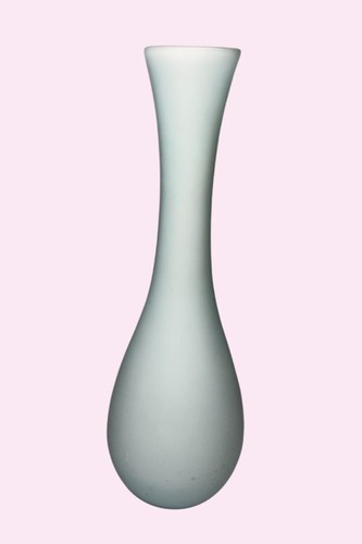 Jarrón Pottery Barn de vidrio azul esmerilado forma curva 10" - Imagen 2 de 5