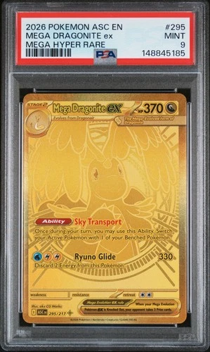 2026 POKEMON ASC EN-ASCENDED HEROES MEGA HYPER RARE #295 MEGA DRAGONITE EX PSA 9