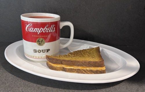 Pop Art 1998 Campbells Soup Grilled Cheese Faux Food Sculpture Signed New Read - Picture 1 of 15