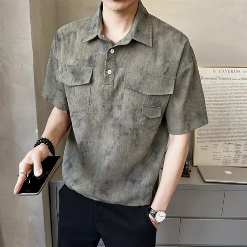 New Short-sleeved Men's Shirt Summer Trendy Half-sleeved Thin Loose Casual Trend