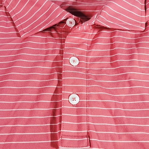 Peter Millar Crown Crafted Polo Men Size LARGE Short Sleeve Striped Hot Pink NEW - Picture 6 of 9