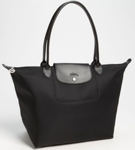 Authentische Longchamp große Planetès seltene Rarität Designer schwarze Schultertasche Beuteltasche gebraucht, in einwandfreiem Zustand