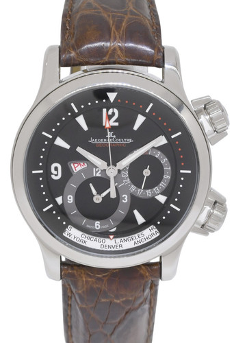 Jaeger LeCoultre Master Compressor Geographic GMT Steel Mens Watch JLC 146.8.83