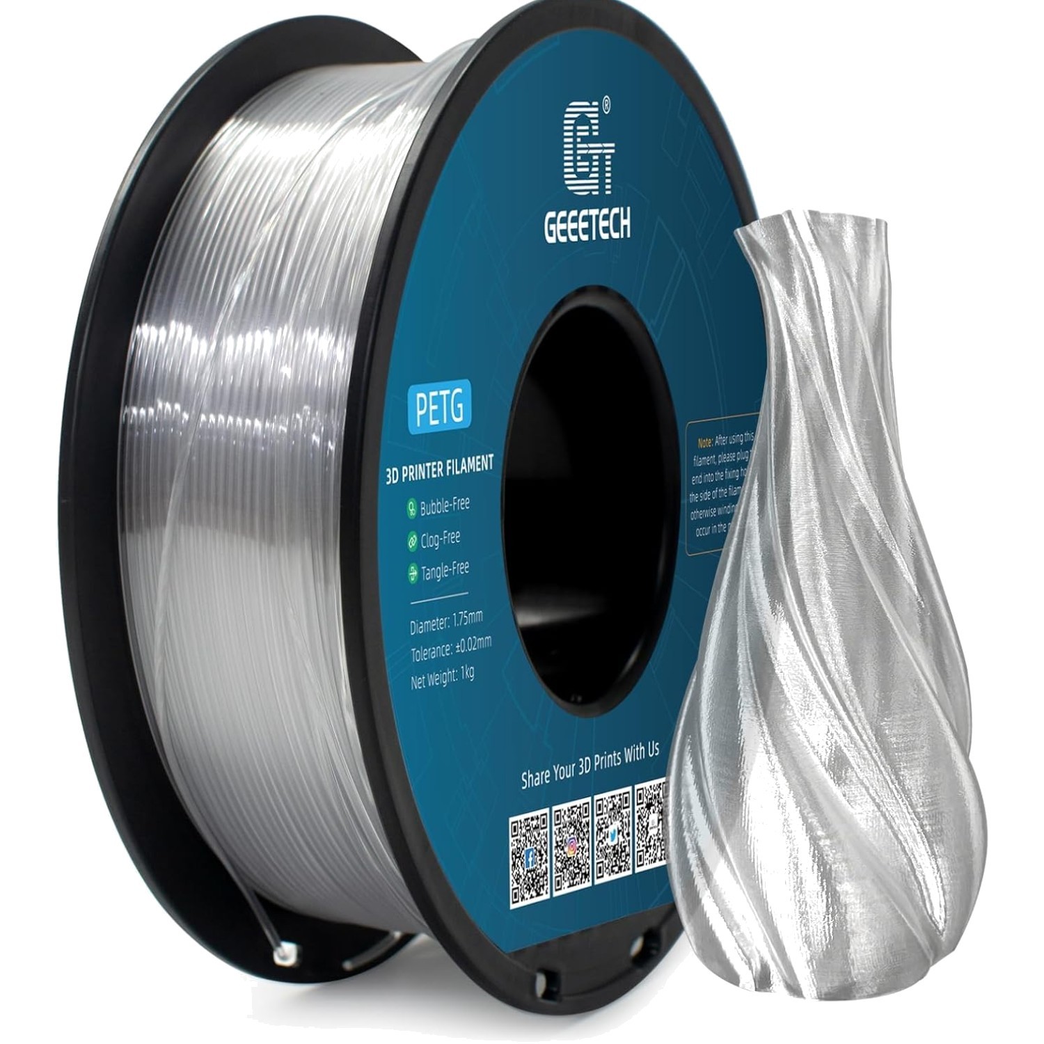 Hochwertiges PETG Filament 1kg Spule - Drucktemperatur 220-250°C