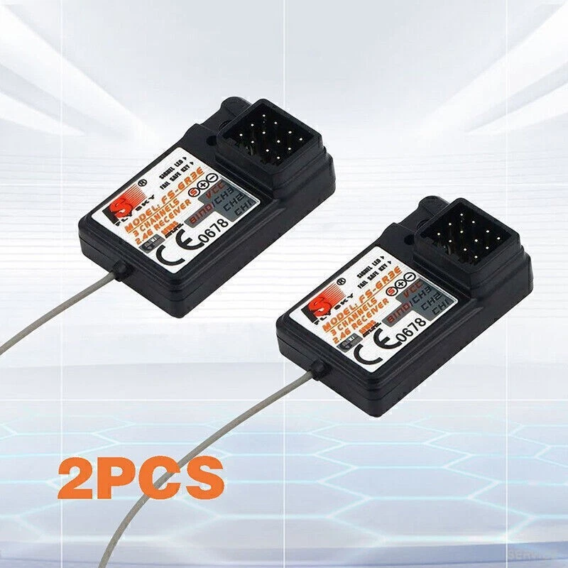 MARKENLOS 2stk FlySky FS-GR3E 3CH 2,4 Ghz Empfänger für FS-GT2 GT3 GT3B GR3C RC Auto Boots