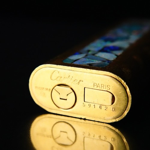 Cartier Vintage Gas Lighter Mosaic Opal Oval Gold Rare #CR01 - Picture 10 of 24