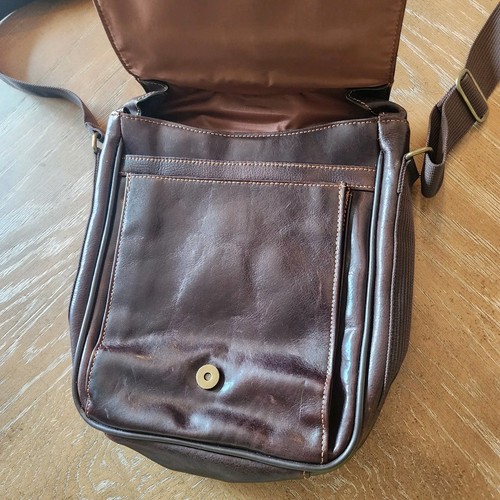 Wilson Leder Handtasche dunkelbraun Crossbody Schultertasche verstellbarer Riemen 90er Vintage Schlitze - Bild 3 von 11