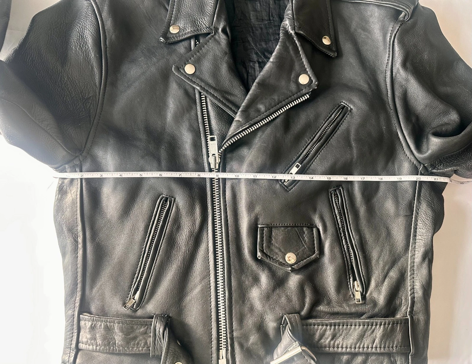 Vintage 90s Black Leather Biker Motorcycle Jacket Camden London Punk Belted HLC - product detail image 5