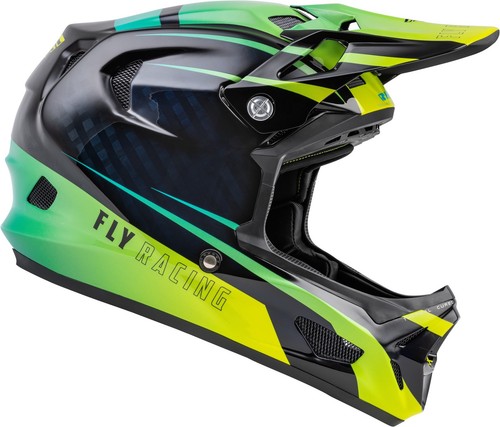 Fly Racing Werx-R Carbon Youth Mountain Bike Helmet Yellow/Teal LG - Picture 2 of 3