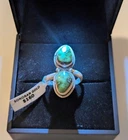 Vintage Sterling Silver Sonoran Gold Turquoise Ring Adjustable 6–8 Two Stones