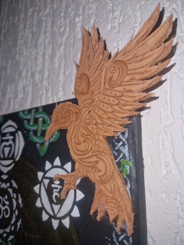 🌳☸️ Keltische Knoten Lebensbaum Acryl Wandbild Mixed Media Struktur Leder Vogel - Bild 3 von 6