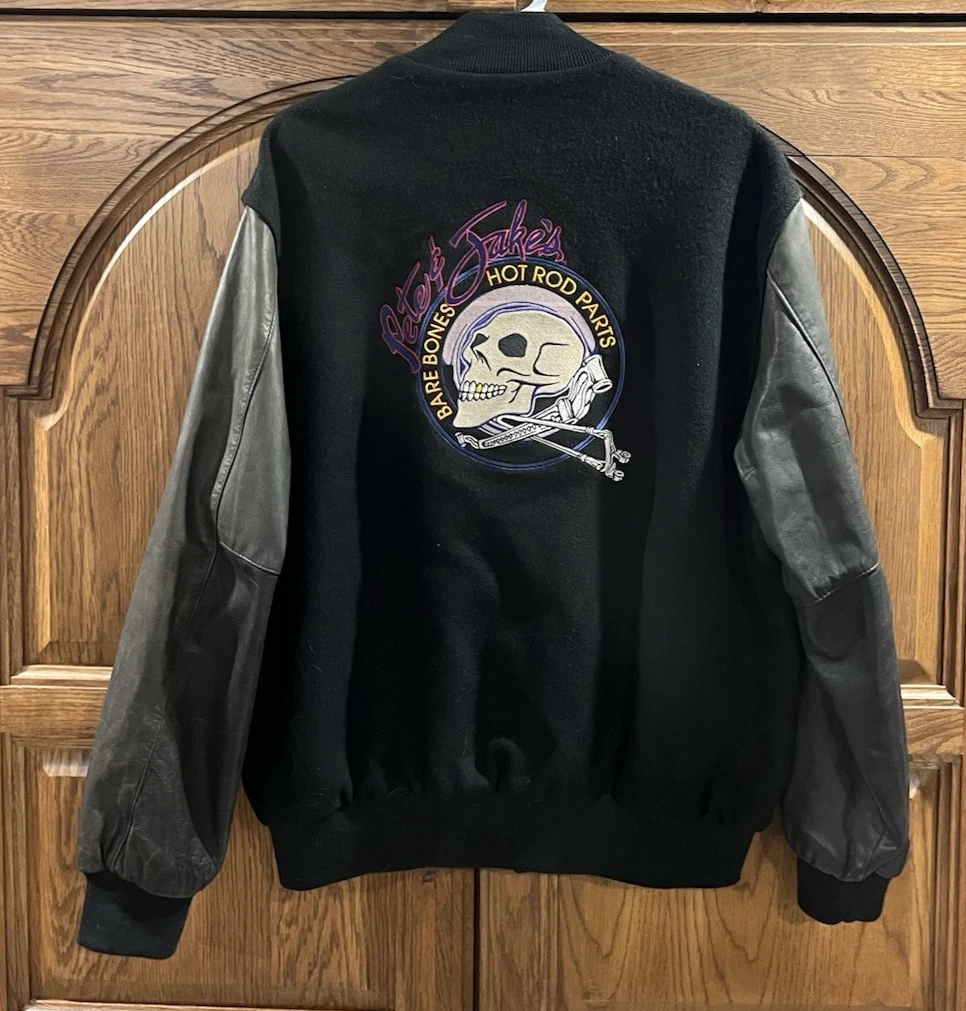 Vintage Pete & Jake’s Hot Rod Parts Jacket Holloway USA Wool Leather XXL - product detail image 1