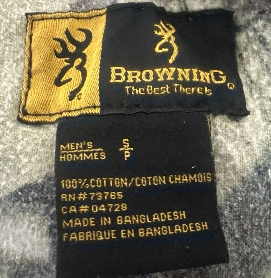 Browning Men’s Long Sleeve Button Up Camo Realtree Infinity Shirt 100% Cotton Sm - Image 3 of 4