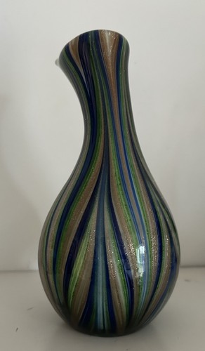 Dynasty Gallery Sparkle Art Glass Vase Peacock Bud Vase 7.25" Tall - Picture 6 of 8