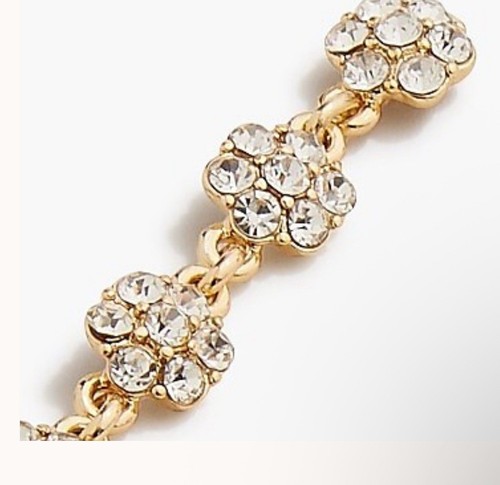 New J Crew Factory Gold Tone Flower Statement Earrings Clear Crystal Drop - Picture 2 of 4