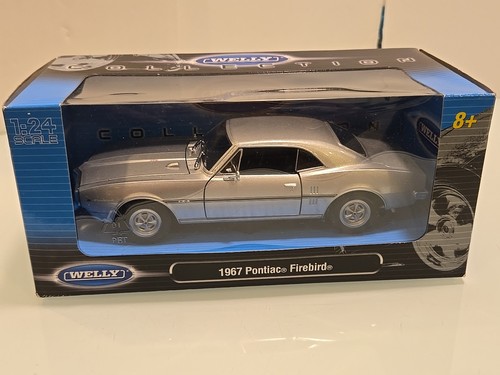 Welly 22502 1:24 1967 Pontiac Firebird Silver Chrome Diecast Metal Model Car - Picture 1 of 11