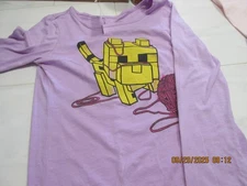 Minecraft Baby Ocelot and Yarn Girl's Purple with Long Sleeve Shirt NWT  M 7-8