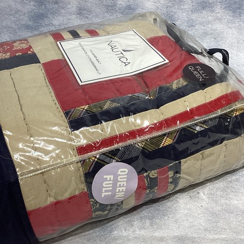 Nautica Cotton "Surfside" Quilt Plaid Reversible 86Wx86 Nautical Full/Queen NIP - Picture 9 of 10