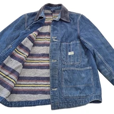 Vintage Hercules Blanket Lined Denim Chore Coat Corduroy Collar Mens Medium